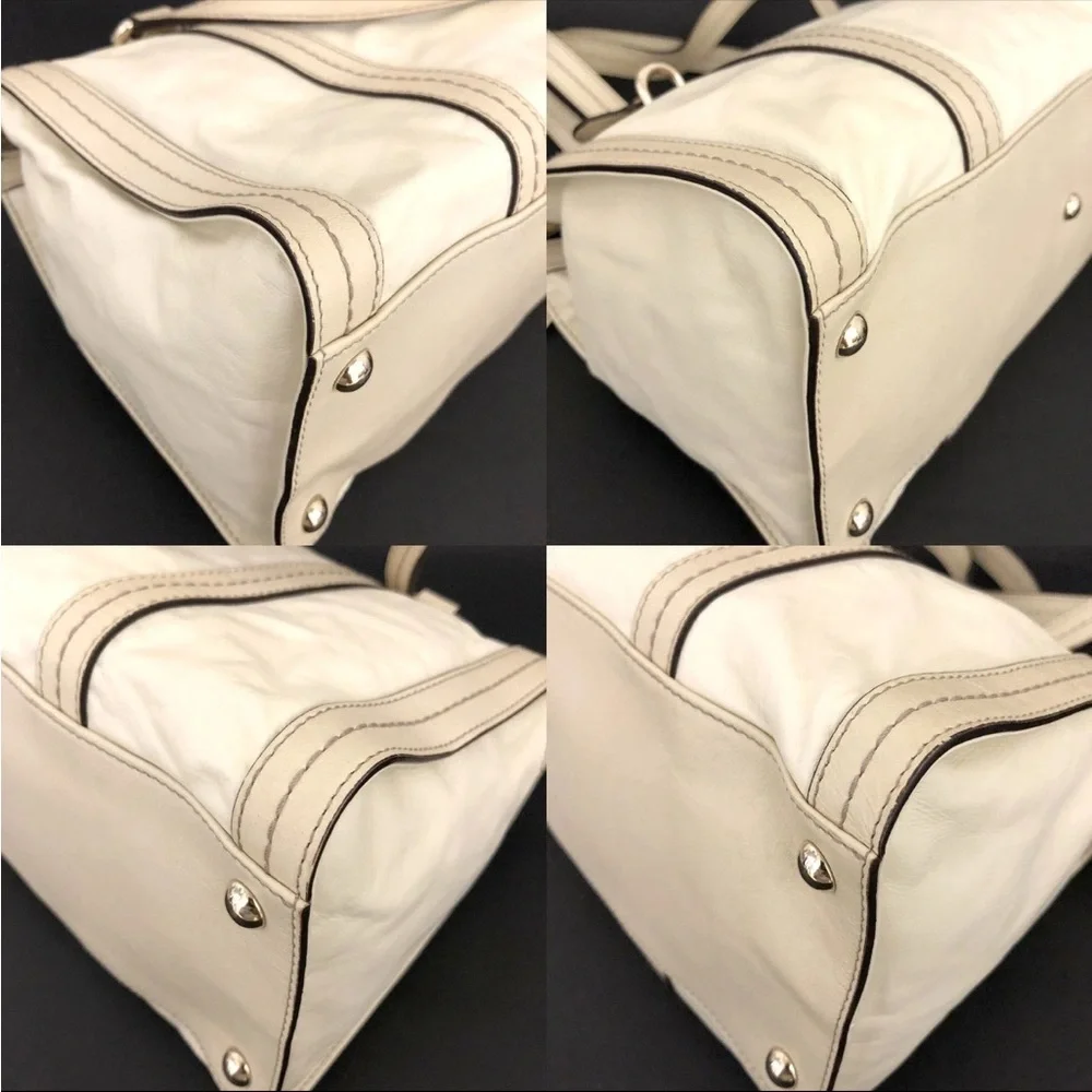 Gucci Duchessa Leather Boston Bag Cream Bow Crest Charm Top Handle. (COA). - Picture 13 of 15